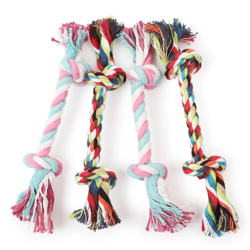 Random Color Pet Dog Toy Bite Rope Double Knot Cotton Rope Funny Cat Toy Bite