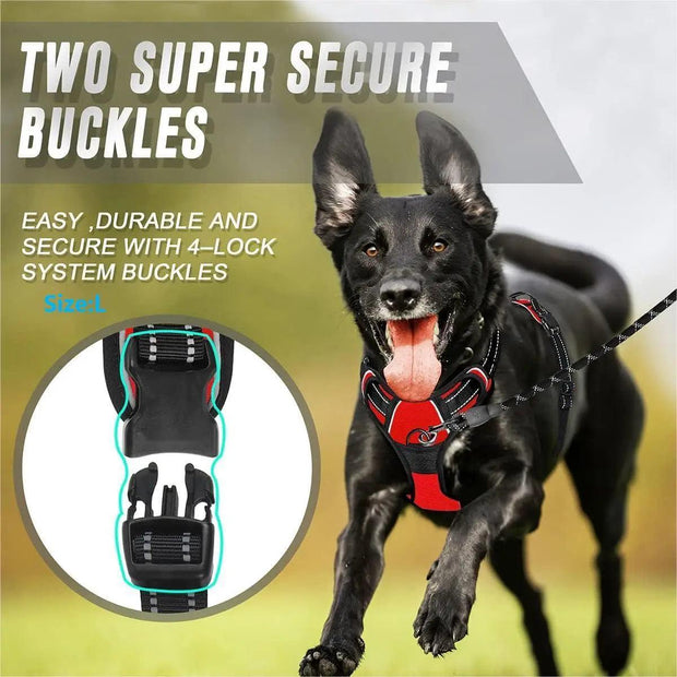 No Pull Dog Harness Front Clip Heavy Duty Reflective Easy Control Handle for Large Dog Walking - JNR Products