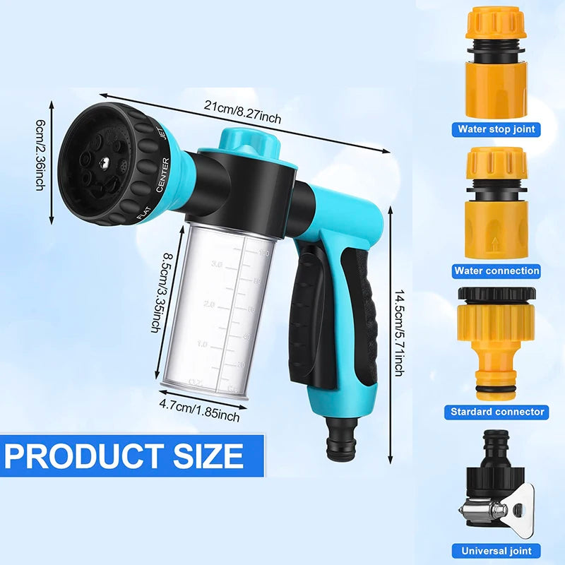 Dog Shower Sprayer 8 in 1 Garden Car Sprayer Gun High-pressure Hose Attachment Soap Dispenser