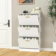 Narrow Shoe Storage Cabinet, Shoe Cabinet for Entryway with 3 Flip Drawers - JNR Products