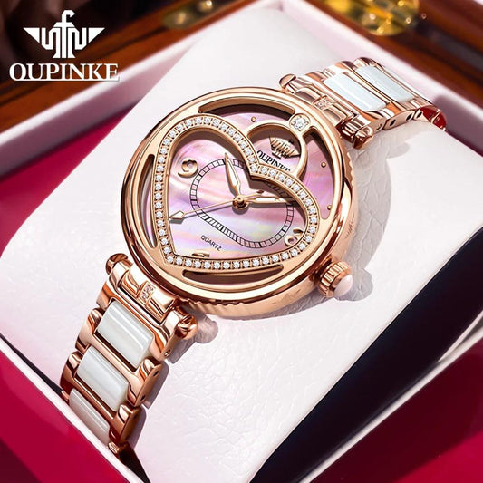 OUPINKE Top Brand Women's Watches Luxury Fashion Original Watch for Ladies Japanese Seiko Movement Replaceable Rotating Case