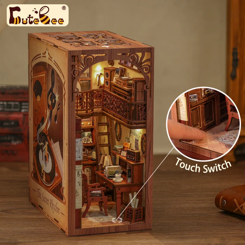 Puzzle 3D DIY Book Nook Kit with Touch Light Secret Rhythm Model Building