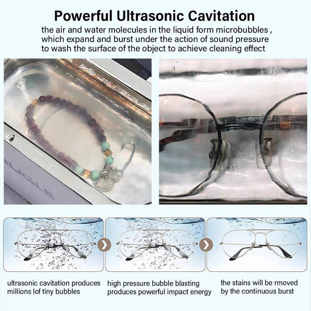 Ultrasonic Cleaner 35W Ultrasonic Glasses Jewelry Cleaner 500ML Ultrasonic Cleaning Machine Ultrasound Washing Bath For Glasses - JNR Products