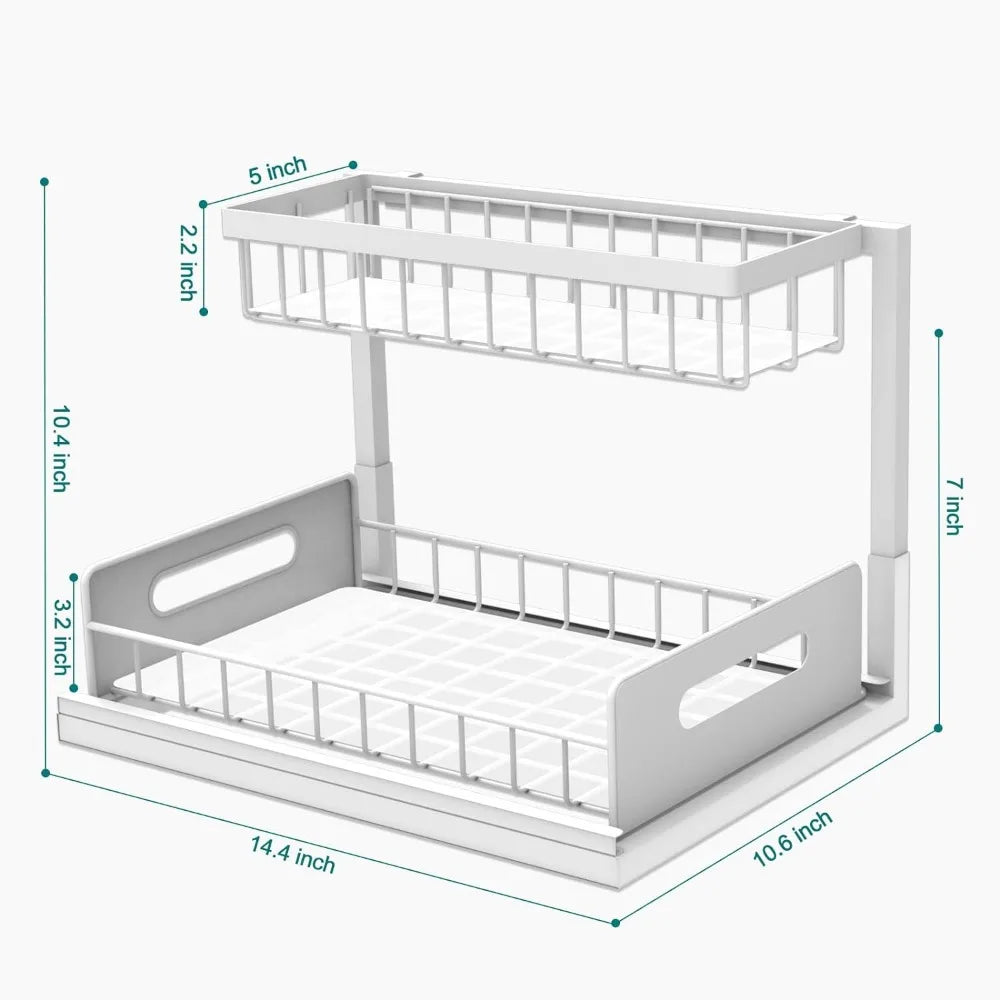 Cabinet Organizer 2-Tier Slide Out Sliding Shelf