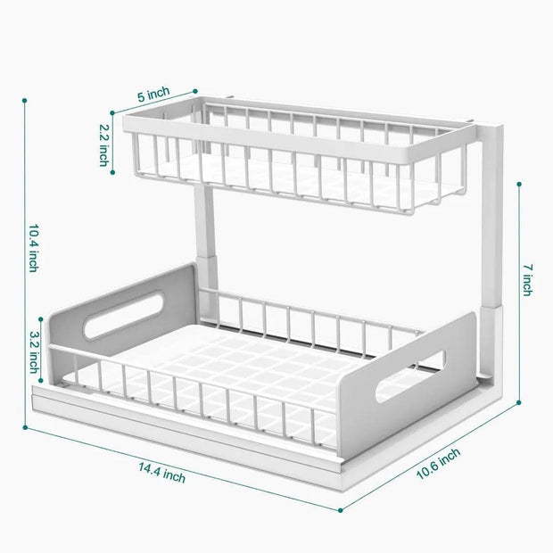 Cabinet Organizer 2-Tier Slide Out Sliding Shelf - JNR Products