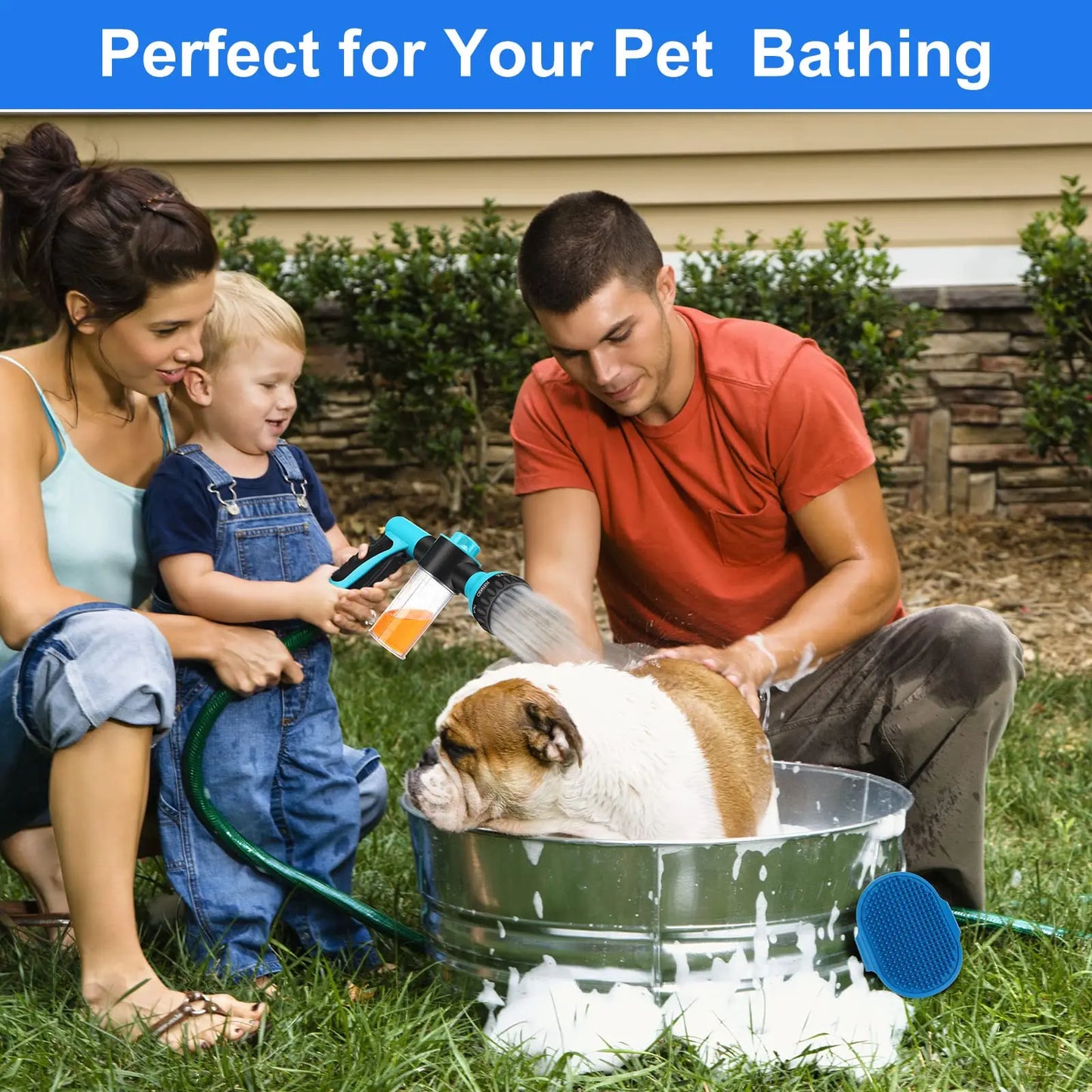 Dog Shower Sprayer 8 in 1 Garden Car Sprayer Gun High-pressure Hose Attachment Soap Dispenser