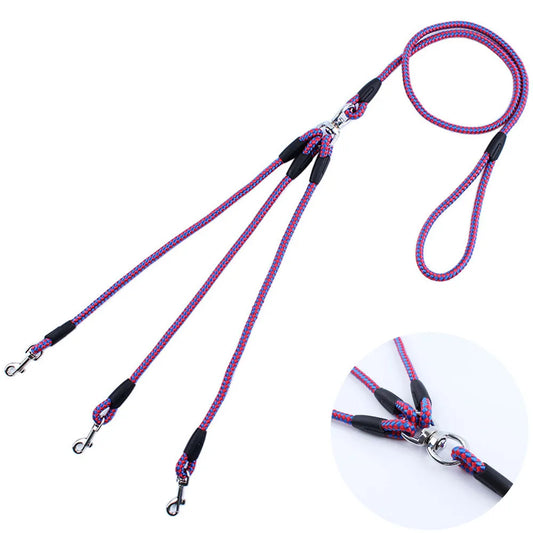 3 Way Dog Coupler Leash No Tangle Splitter Triple Dog Leash for Walking Running