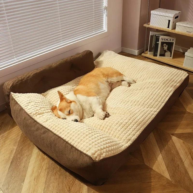 Comfortable Beds for Large Dogs Machine Washable Waterproof Dog Bed L Shape Foam Dog Beds Spacious Mat for Multiple Dogs Family