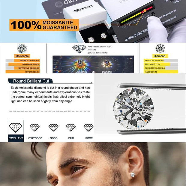 Diamond Stud 10k Earrings For Men Women Screw Back Earrings Fine Jewelry - JNR Products