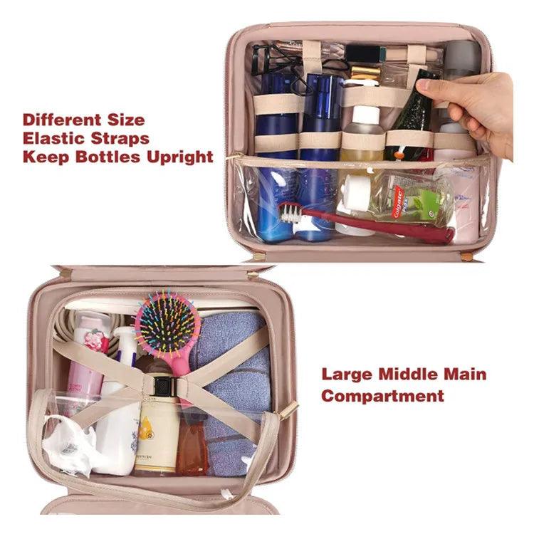 Large Capacity Travel Tote Cosmetic Bag New PU Leather Waterproof Makeup Bag Ladies Beauty Bag Organizer Toiletries Storage Bags