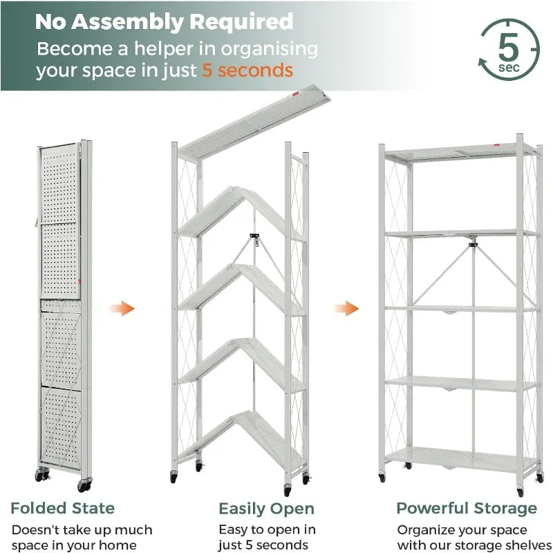 Kitchen Rolling Cart, Metal Garage Shelving No Assembly