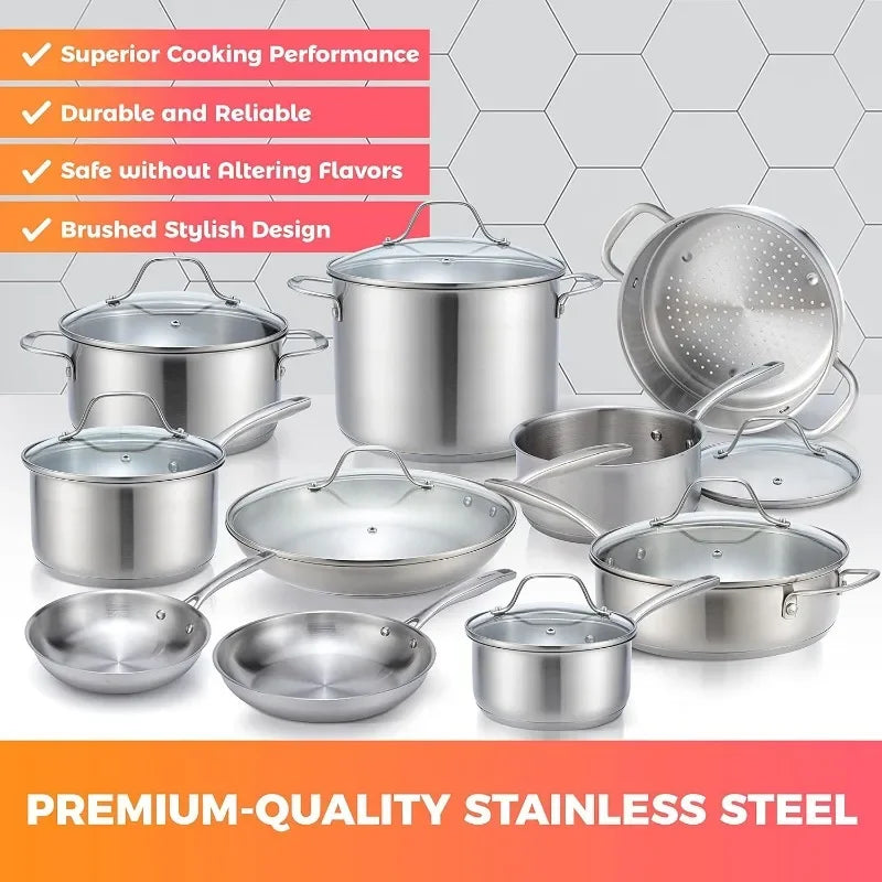 Mueller Pots and Pans Set 17-Piece, Ultra-Clad Pro Stainless Steel Cookware Set