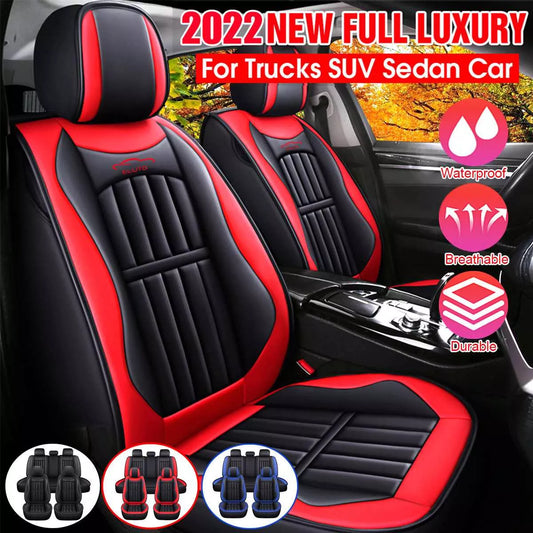 11PCS 5 Seats Car Seat Covers Automobiles Seat Covers Protector Cushion Deluxe PU Leather Front+Rear Full Set SUV Truck