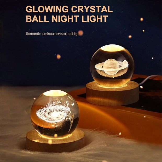 Crystal Ball Night Lights Glowing Planet Galaxy Astronaut 3D Moon Table Lamp - JNR Products