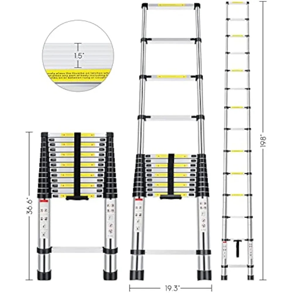 Telescoping Extension Ladder 16.5 FT, Aluminum Alloy Folding Telescopic Ladder