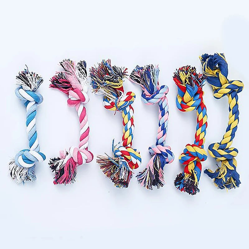 Random Color Pet Dog Toy Bite Rope Double Knot Cotton Rope Funny Cat Toy Bite