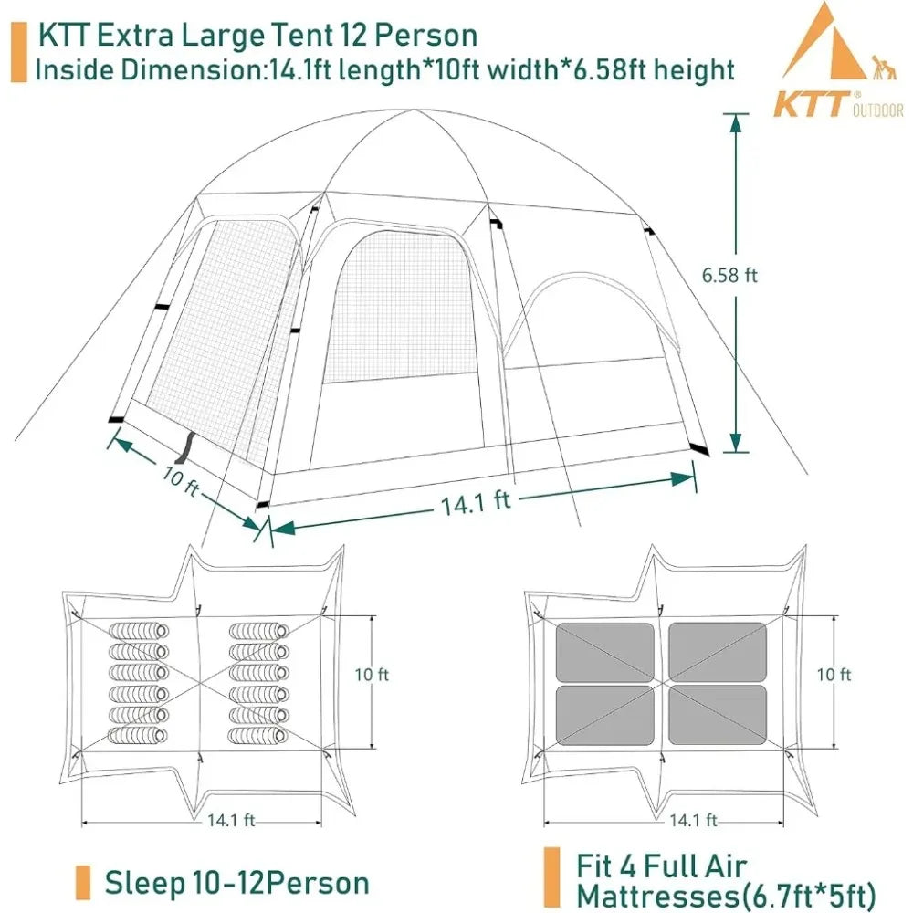 Extra Large Tent 10-12 Person(B),Family Cabin