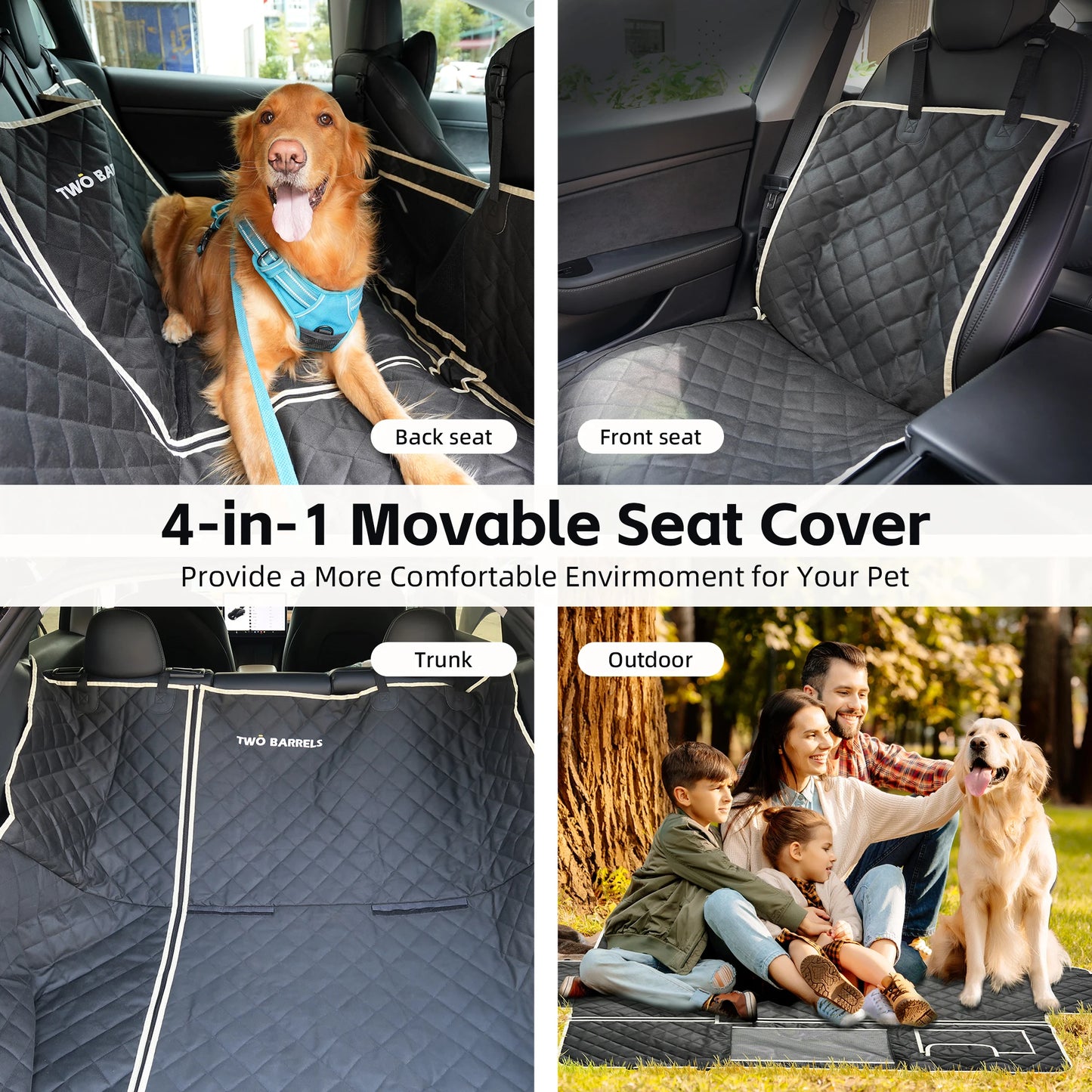 Car Pet Seat Cover Waterproof Pet Travel Accessories Foldable Dog Car