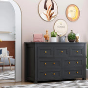 Black Dresser for Bedroom with 6 Drawers, - JNR Products