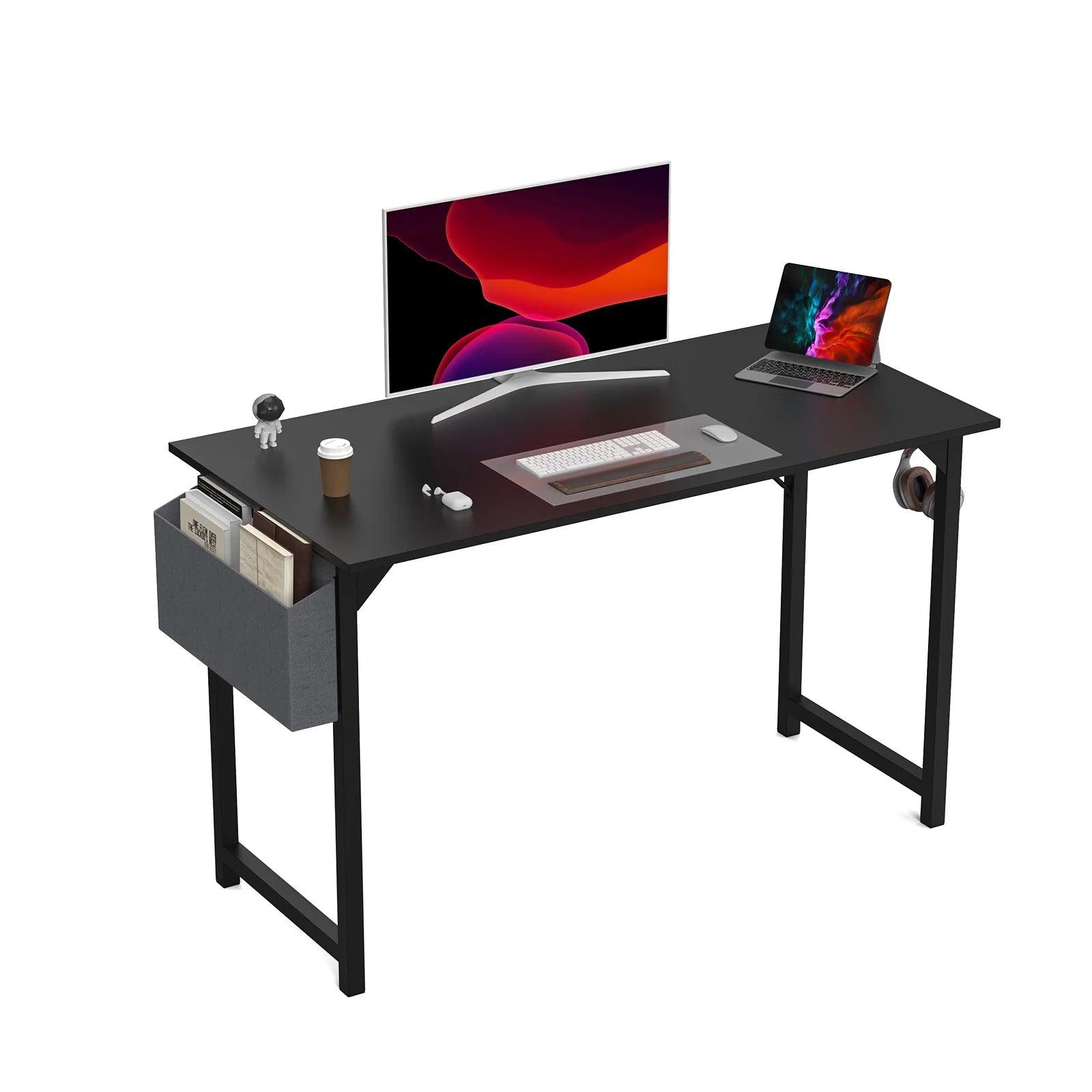 JHK Computer Desk Writing Study Office Gaming Table Modern Simple Style Compact with Side Bag Headphone Hook Easy Assembly - JNR Products