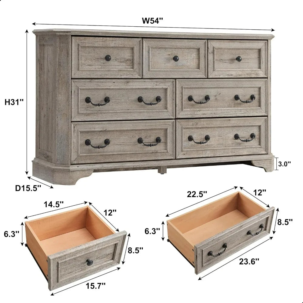 Farmhouse 7 Drawers Dresser Chests for Bedroom