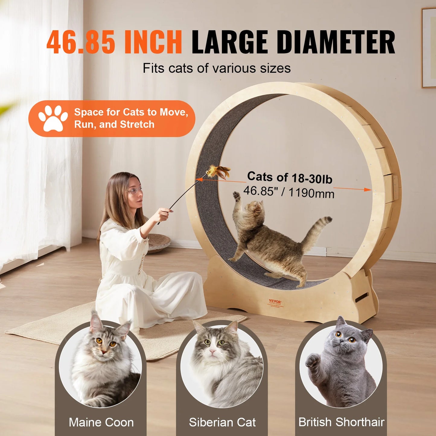 Treadmill Roller Wheel with Detachable Carpet for Most Cats Pet Fitness