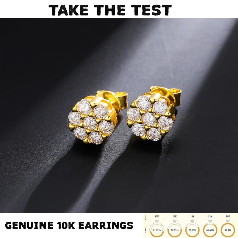 10K Earrings D VVS1 Moissanite Diamond Stud Earrings Fine Jewelry