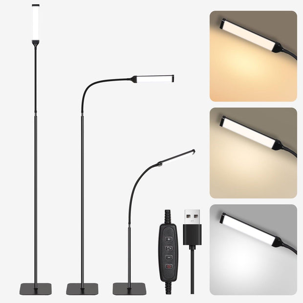 SERBASIC Adjustable LED Floor Lamps for Living Room, Bedroom and Office, Modern Dimmable Tall Standing Reading Lamp with 3 Color Temperature and 10 Brightness Levels - JNR Products