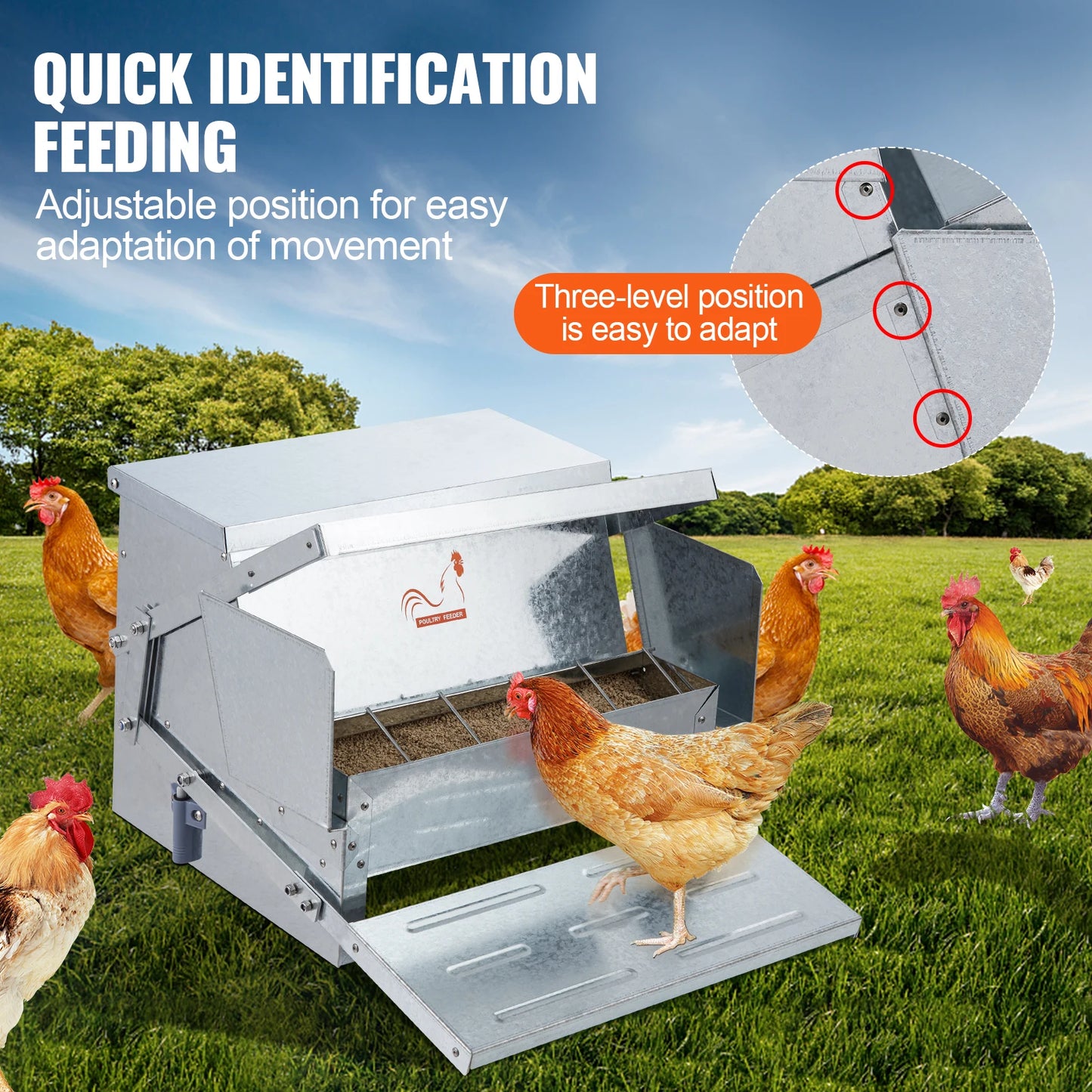 Feeds 10 Chickens up to 11 Days Galvanized Steel Poultry Feeder