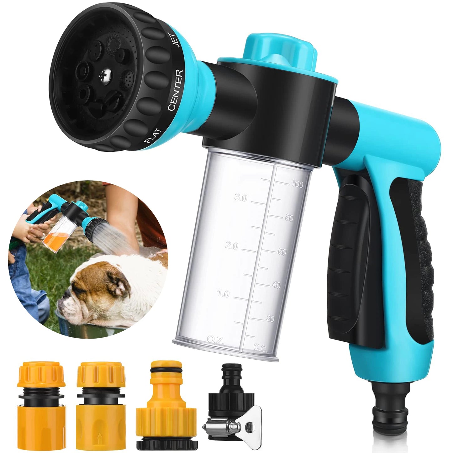 Dog Shower Sprayer 8 in 1 Garden Car Sprayer Gun High-pressure Hose Attachment Soap Dispenser