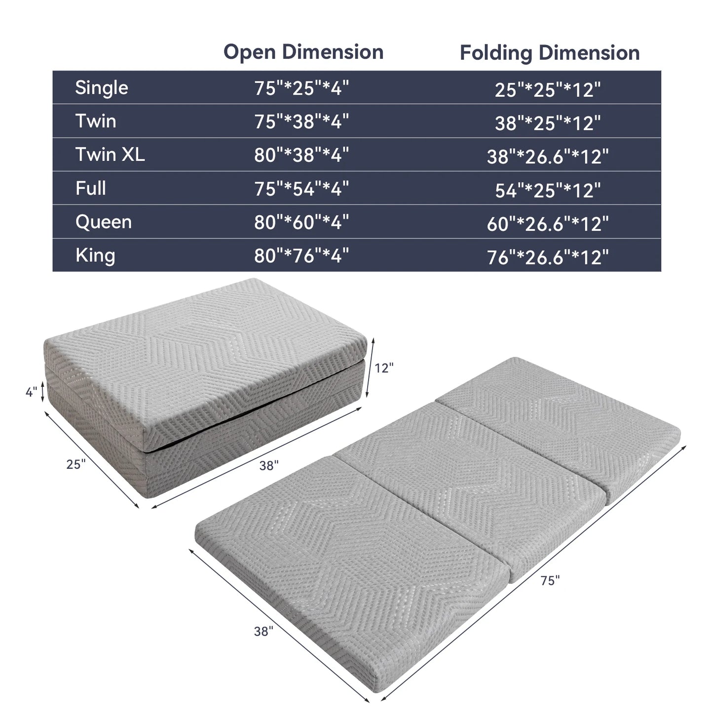 Hcore Folding Mattress, Foldable Memory Foam Mattress with Bag