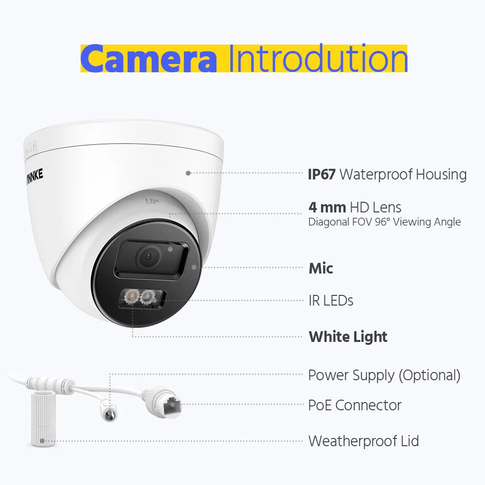 Audio Recording Weatherproof IP Camera CCTV Security Kit