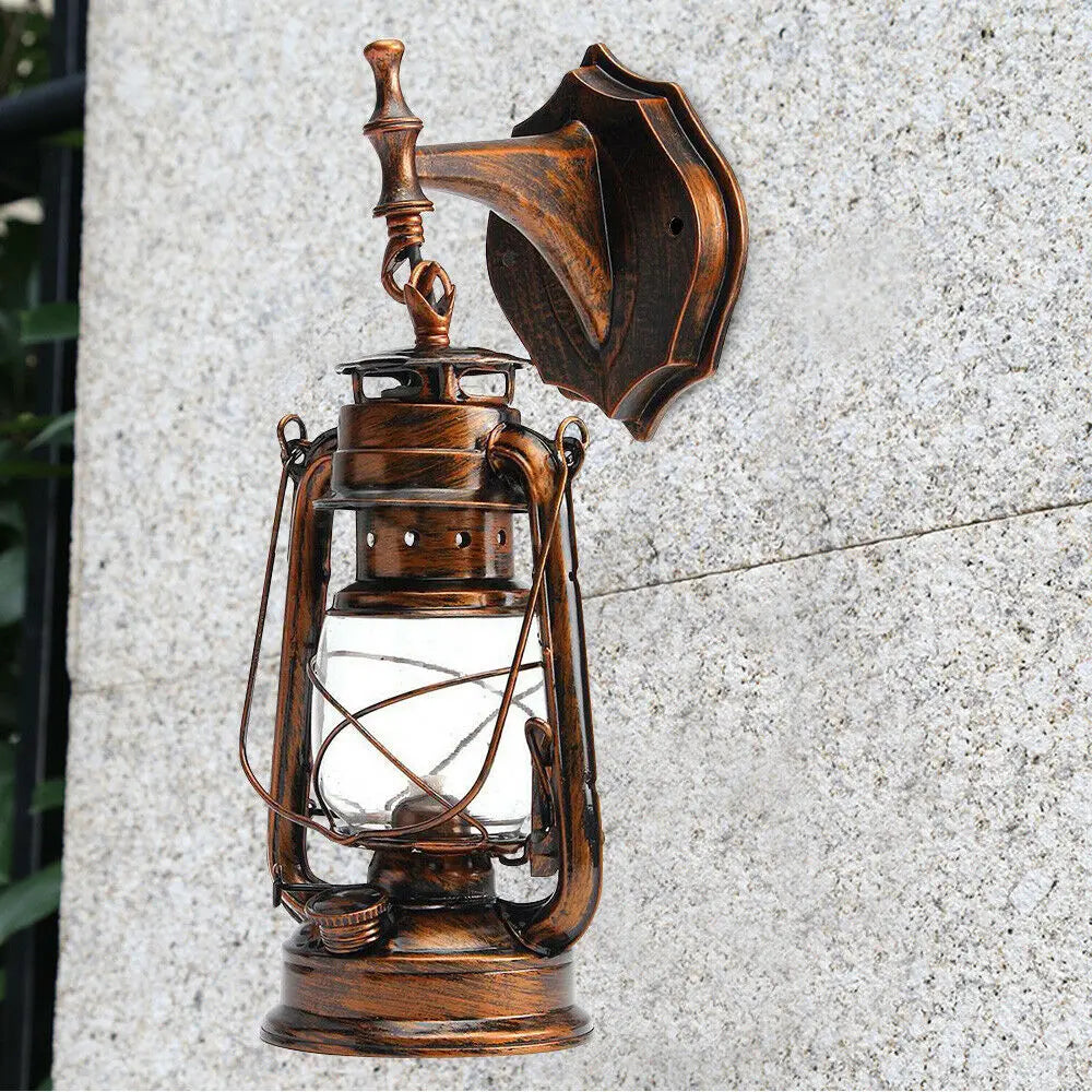 Brown Vintage Country Outdoor Wall Light Rustic Lantern Sconce Porch Light