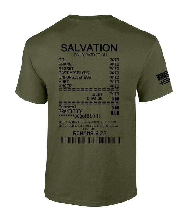 Salvation Jesus Paid It All Receipt Romans 6:23 Bible Scripture Mens Christian Tshirt Jesus Cross Short Sleeve T-shirt Graphic Tee-Black-large - JNR Products