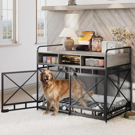 43 Inch Dog Kennel with 3 Drawers,Heavy Duty Crate,Decorative Pet