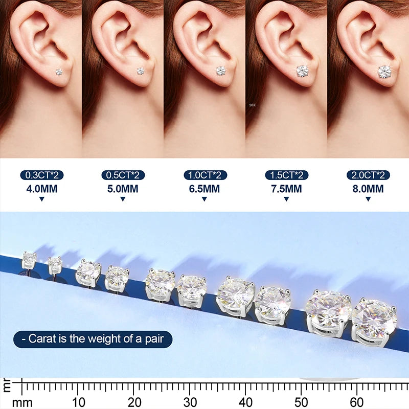 Diamond Stud 10k Earrings For Men Women Screw Back Earrings Fine Jewelry