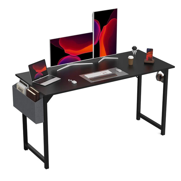 JHK Computer Desk Writing Study Office Gaming Table Modern Simple Style Compact with Side Bag Headphone Hook Easy Assembly - JNR Products