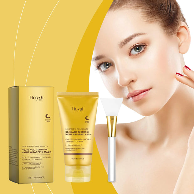 Collagen Peel Off Facial Mask + Kojic Acid Turmeric Overnight Wrapping Mask Anti Aging Nourishes Glowing Skin Peel Off Face Mask