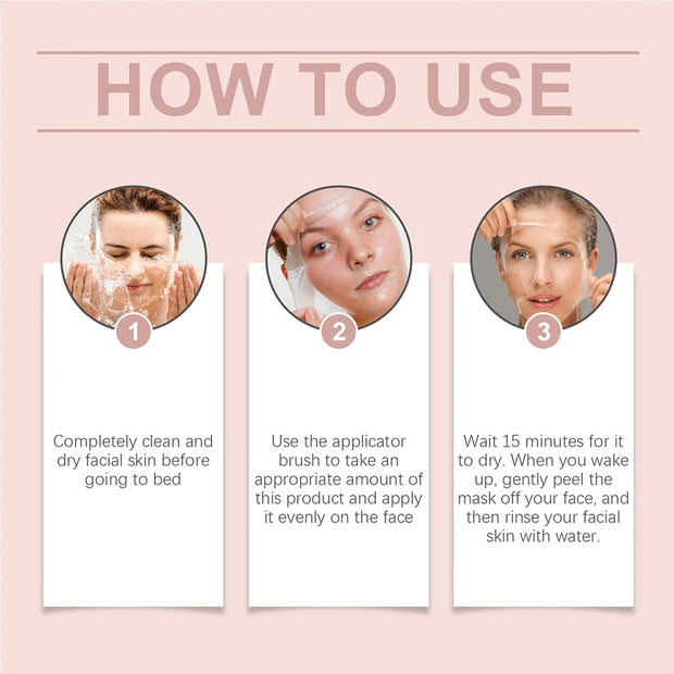 Collagen Peel Off Facial Mask + Kojic Acid Turmeric Overnight Wrapping Mask Anti Aging Nourishes Glowing Skin Peel Off Face Mask
