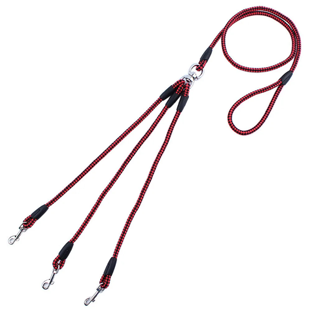 3 Way Dog Coupler Leash No Tangle Splitter Triple Dog Leash for Walking Running