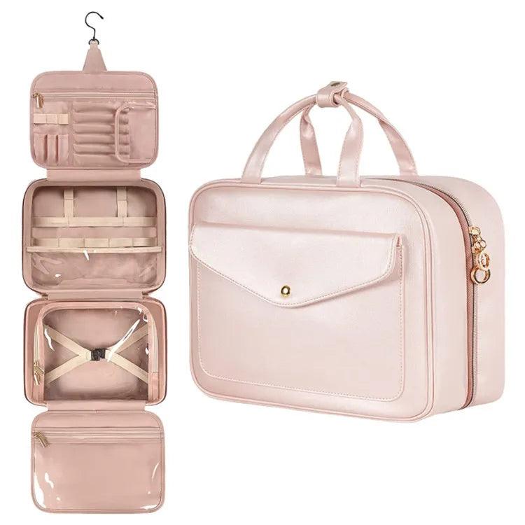 Large Capacity Travel Tote Cosmetic Bag New PU Leather Waterproof Makeup Bag Ladies Beauty Bag Organizer Toiletries Storage Bags