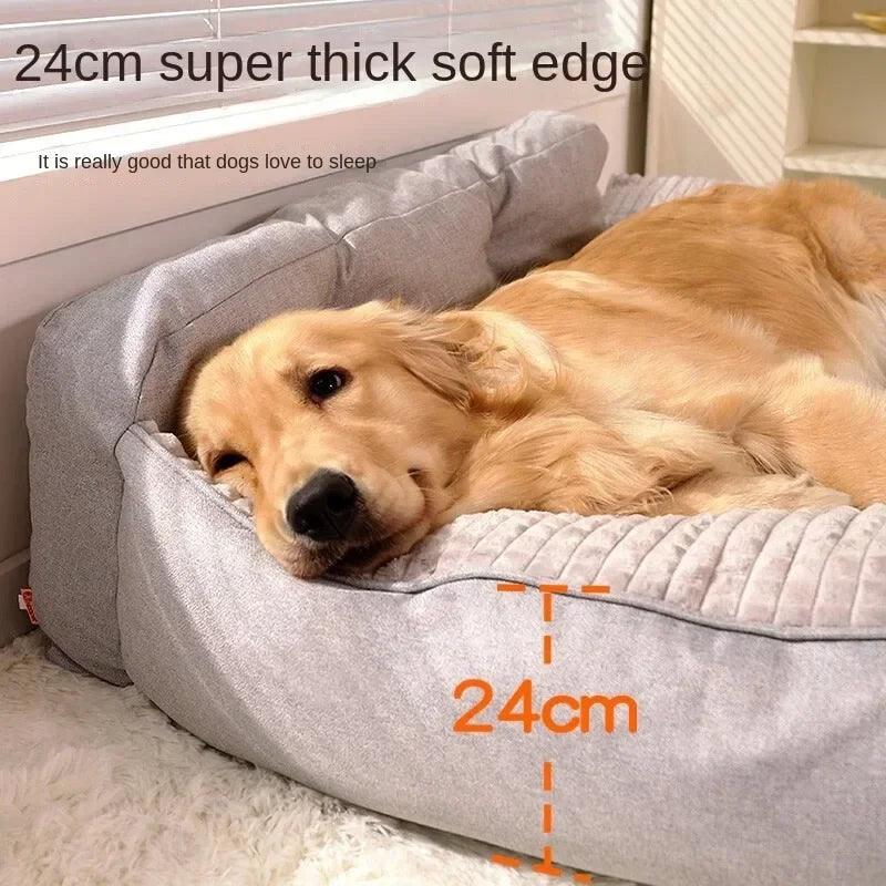 Comfortable Beds for Large Dogs Machine Washable Waterproof Dog Bed L Shape Foam Dog Beds Spacious Mat for Multiple Dogs Family