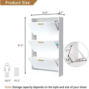 Narrow Shoe Storage Cabinet, Shoe Cabinet for Entryway with 3 Flip Drawers - JNR Products