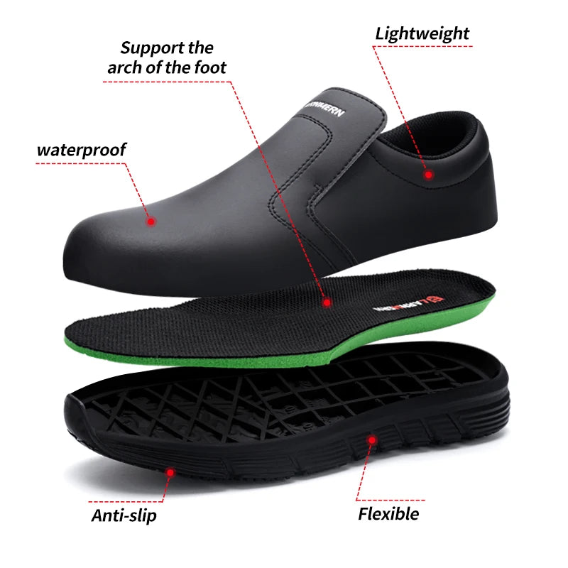 Waterproof Non Slip Work Shoes Oil-proof Safety Shoes Hotel Restaur Plus Size