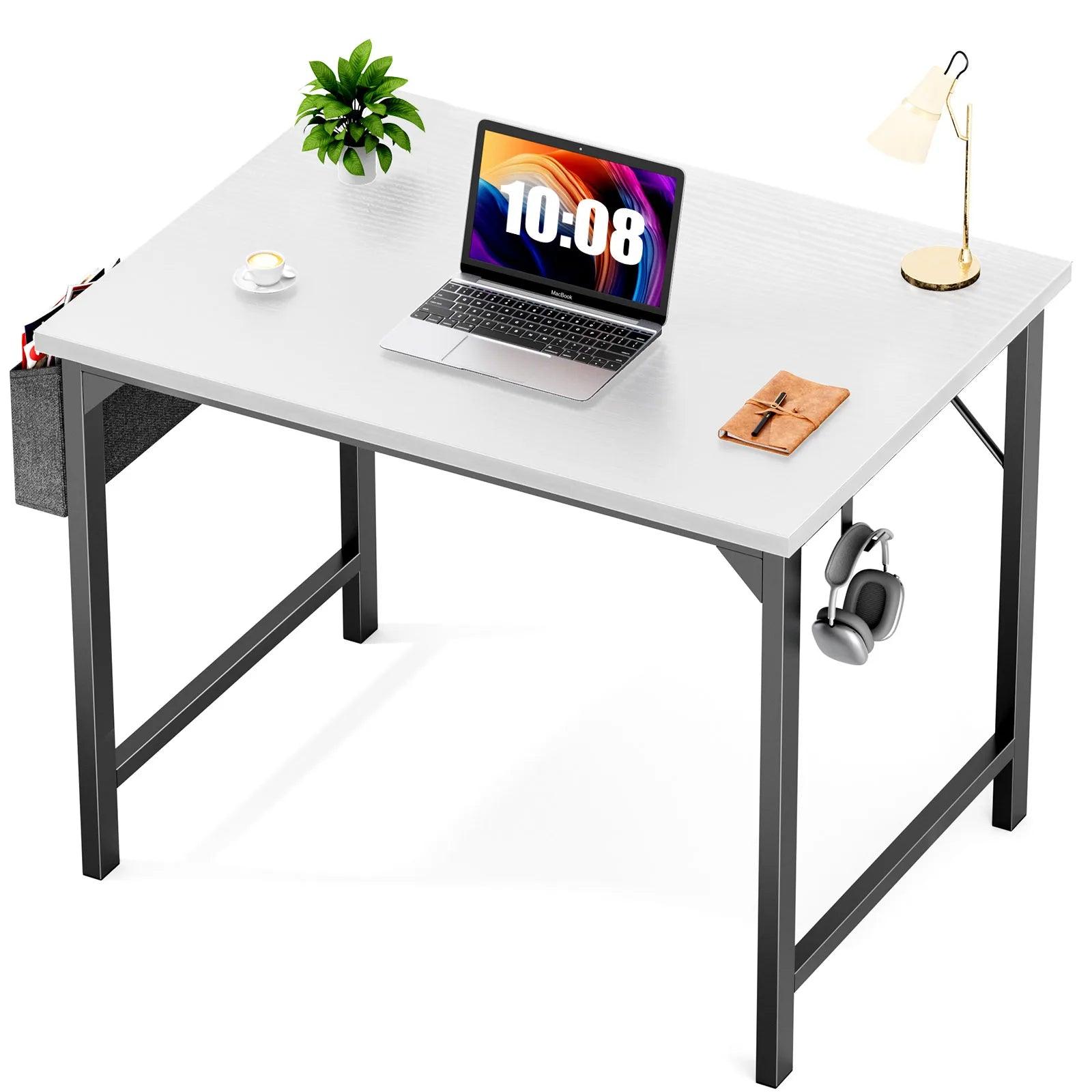 JHK Computer Desk Writing Study Office Gaming Table Modern Simple Style Compact with Side Bag Headphone Hook Easy Assembly - JNR Products