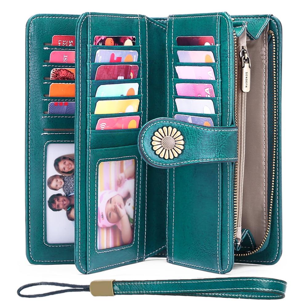 SENDEFN Women's Classic Card Wallet with Snap Fastener, Light blue - JNR Products