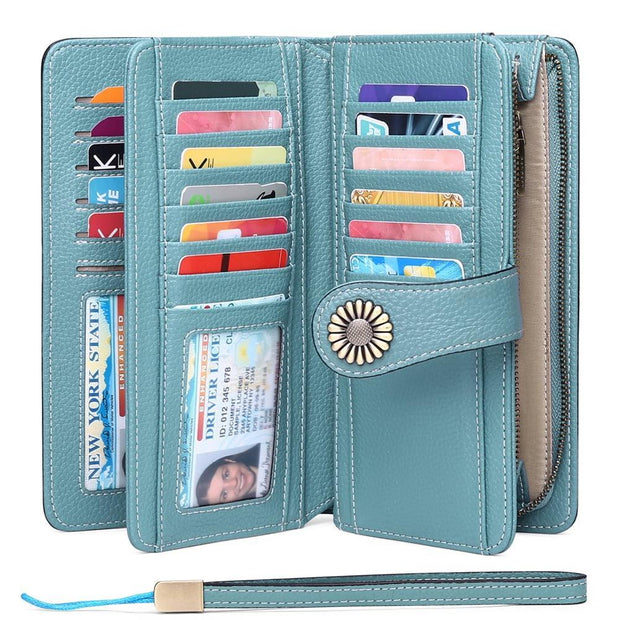 SENDEFN Women's Classic Card Wallet with Snap Fastener, Light blue - JNR Products