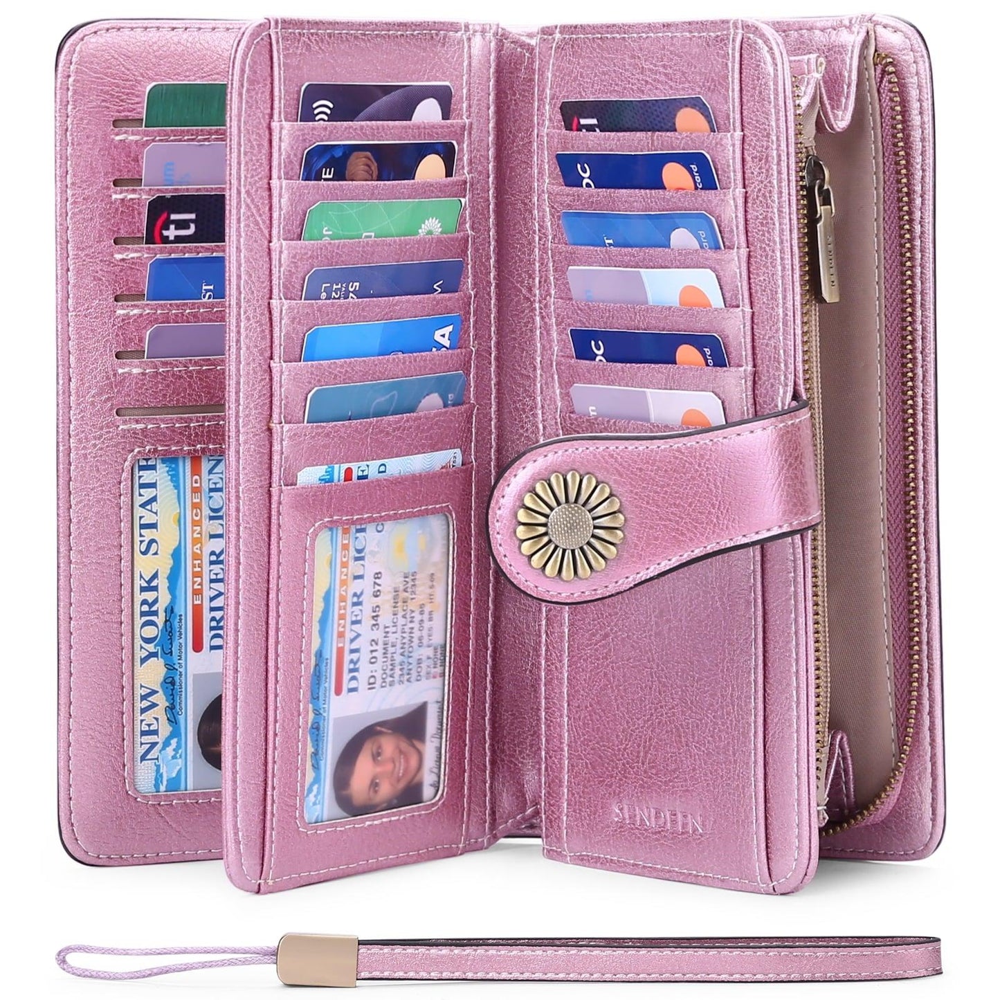 SENDEFN Women's Classic Card Wallet with Snap Fastener, Light blue - JNR Products