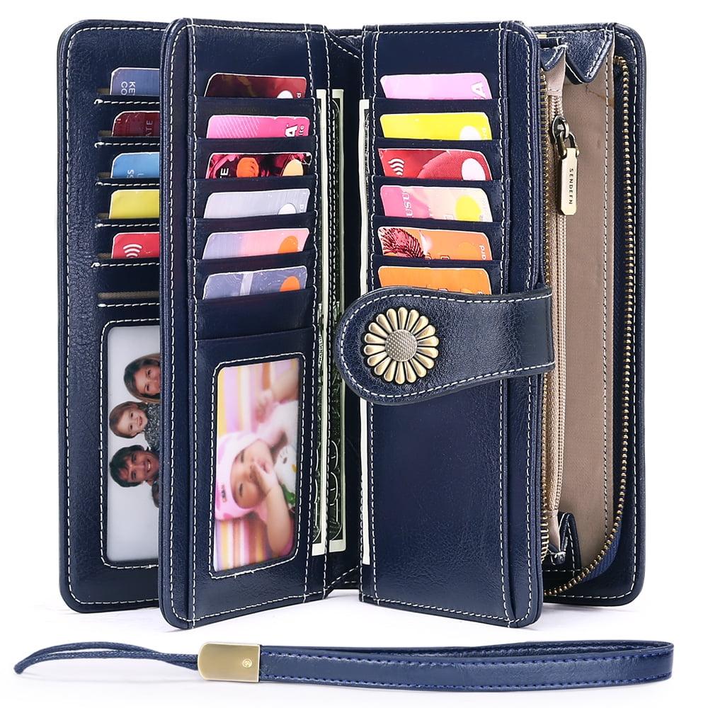 SENDEFN Women's Classic Card Wallet with Snap Fastener, Light blue - JNR Products