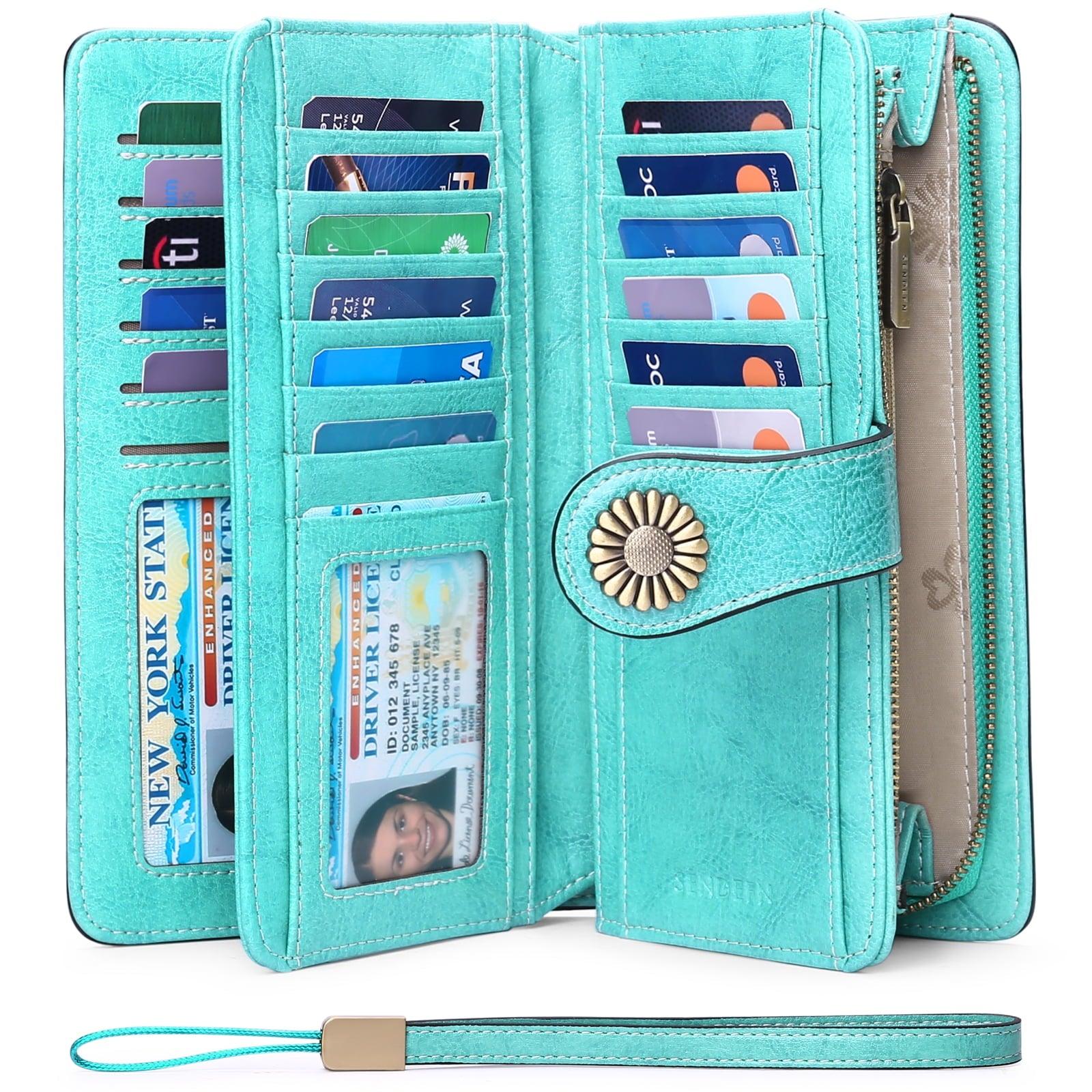 SENDEFN Women's Classic Card Wallet with Snap Fastener, Light blue - JNR Products